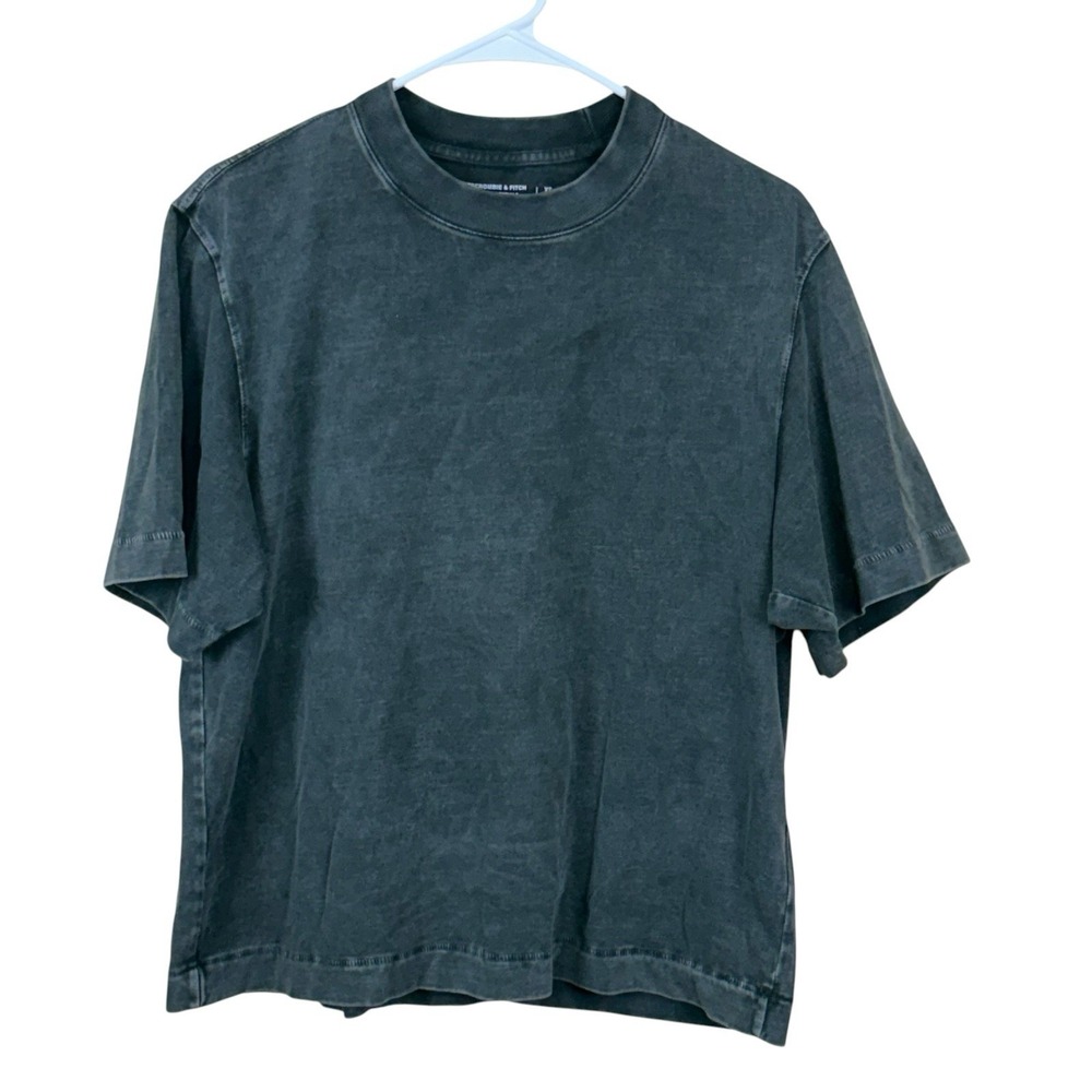 Abercrombie & Fitch Premium Essentials Cropped T-Shirt Men's XS Gray Washed